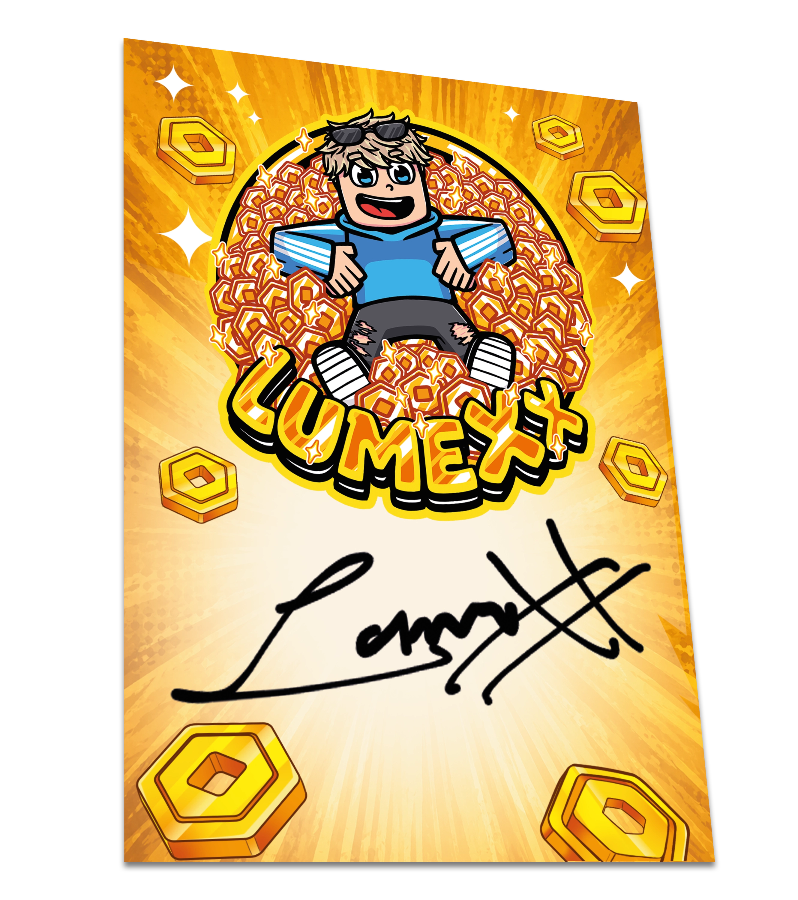 LumeXx - Robux Bundle - T-Shirt + Geldbörse + Sticker + Sparschwein +  Autogrammkarte