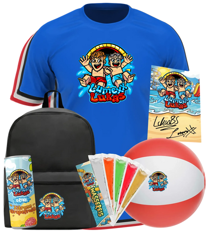 LumeXx x LukasBS - Sommer Bundle - T-Shirt + Rucksack + Drink +  Wasserball + Wassereis + Autogrammkarte